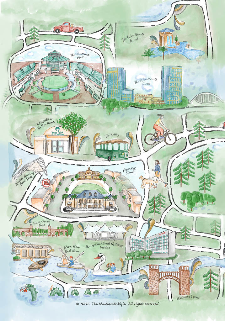 The Woodlands Watercolor Tea Towel