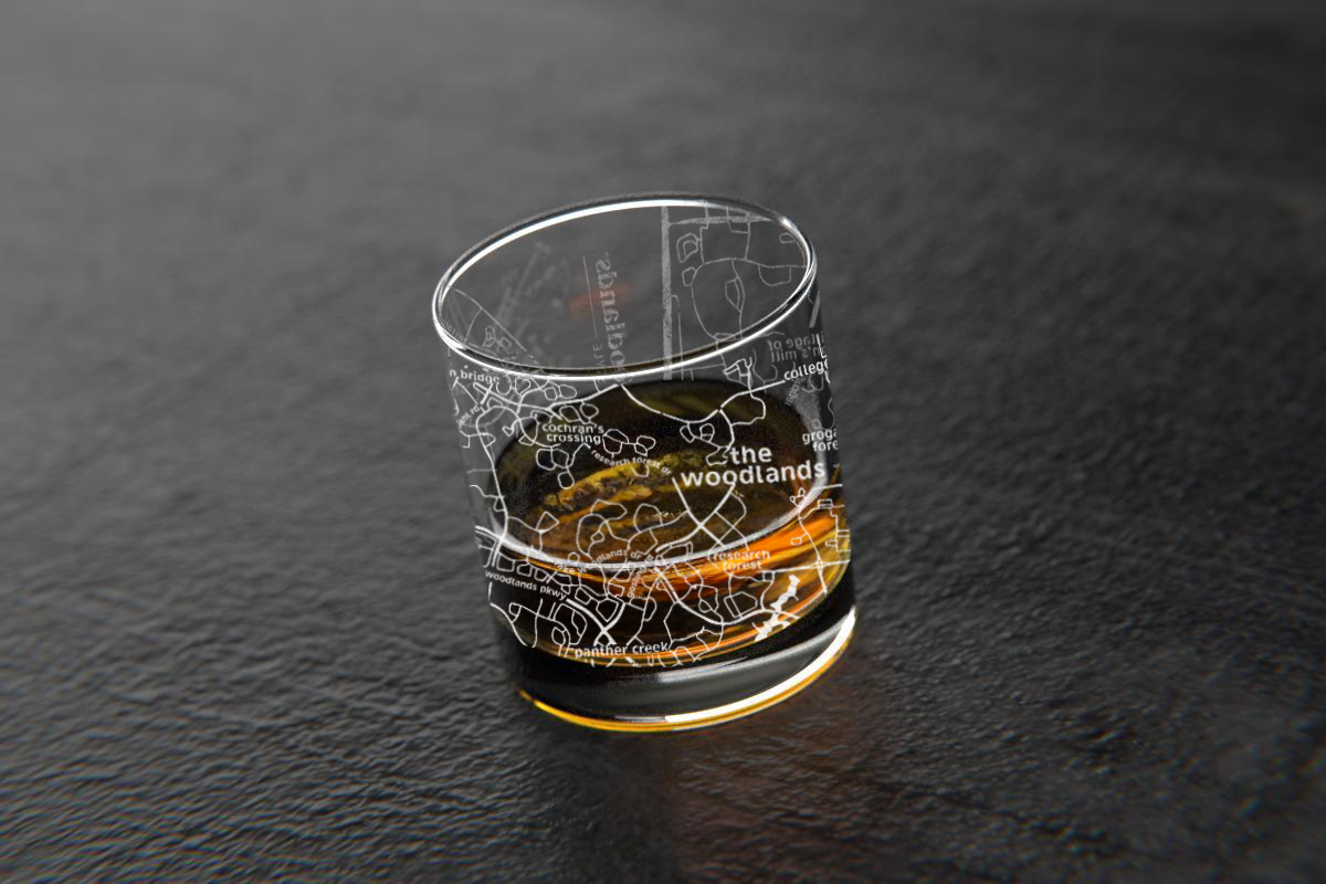 The Woodlands Urban Map Old Fashioned Glass